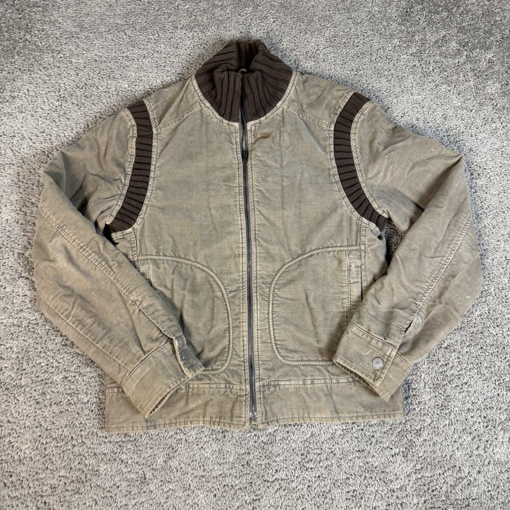 United Colors Of Benetton Jacket Mens S Brown Corduroy Bomber Lined Zip